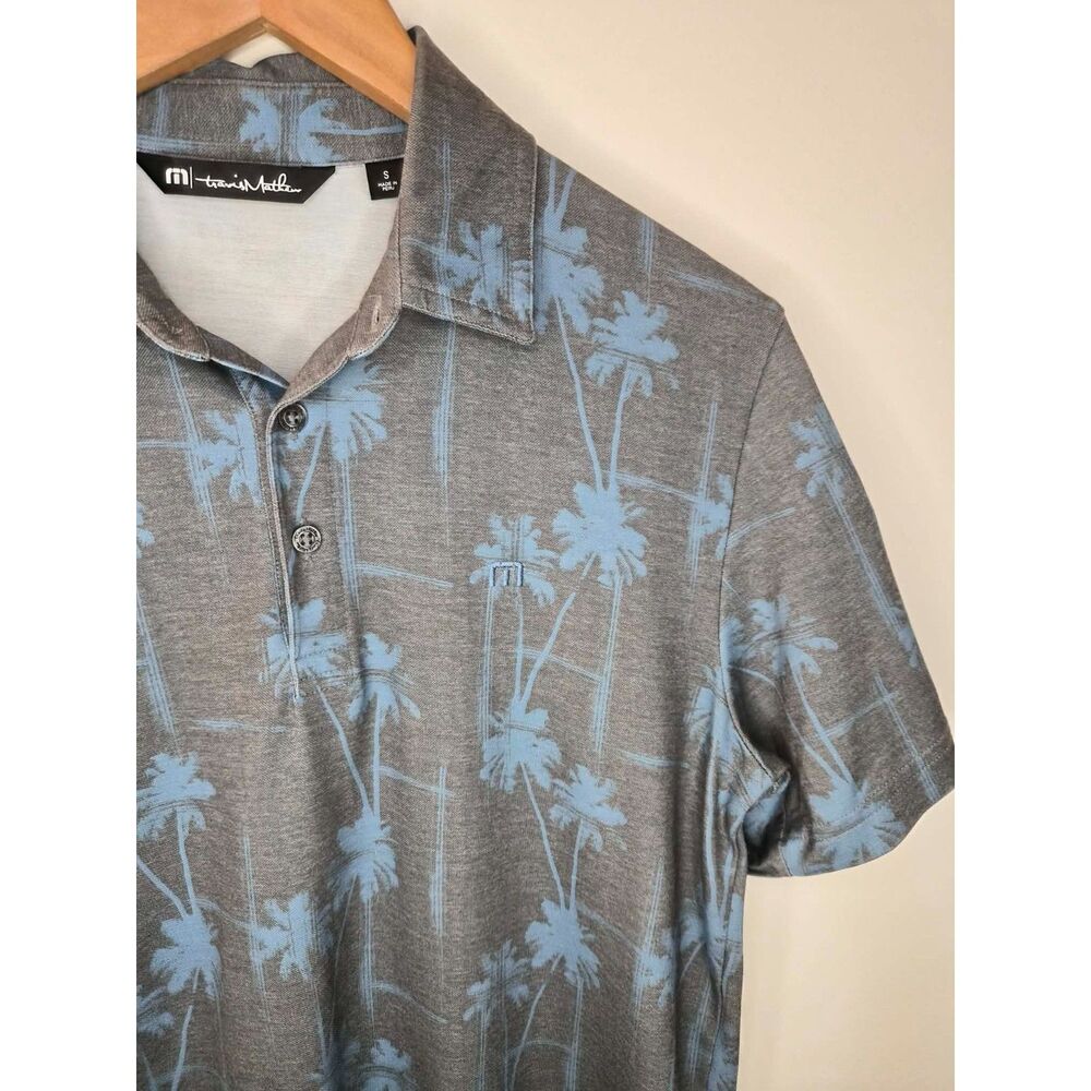 Travis Mathew Mens Polo Shirt Golf Tropical Palm Tree Stretch Performance Small - Picture 10 of 10